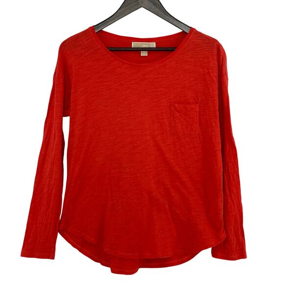 Michael Kors Long Sleeve T-Shirt Medium Orange Basic Knit Preppy Classic Casual - Picture 1 of 5